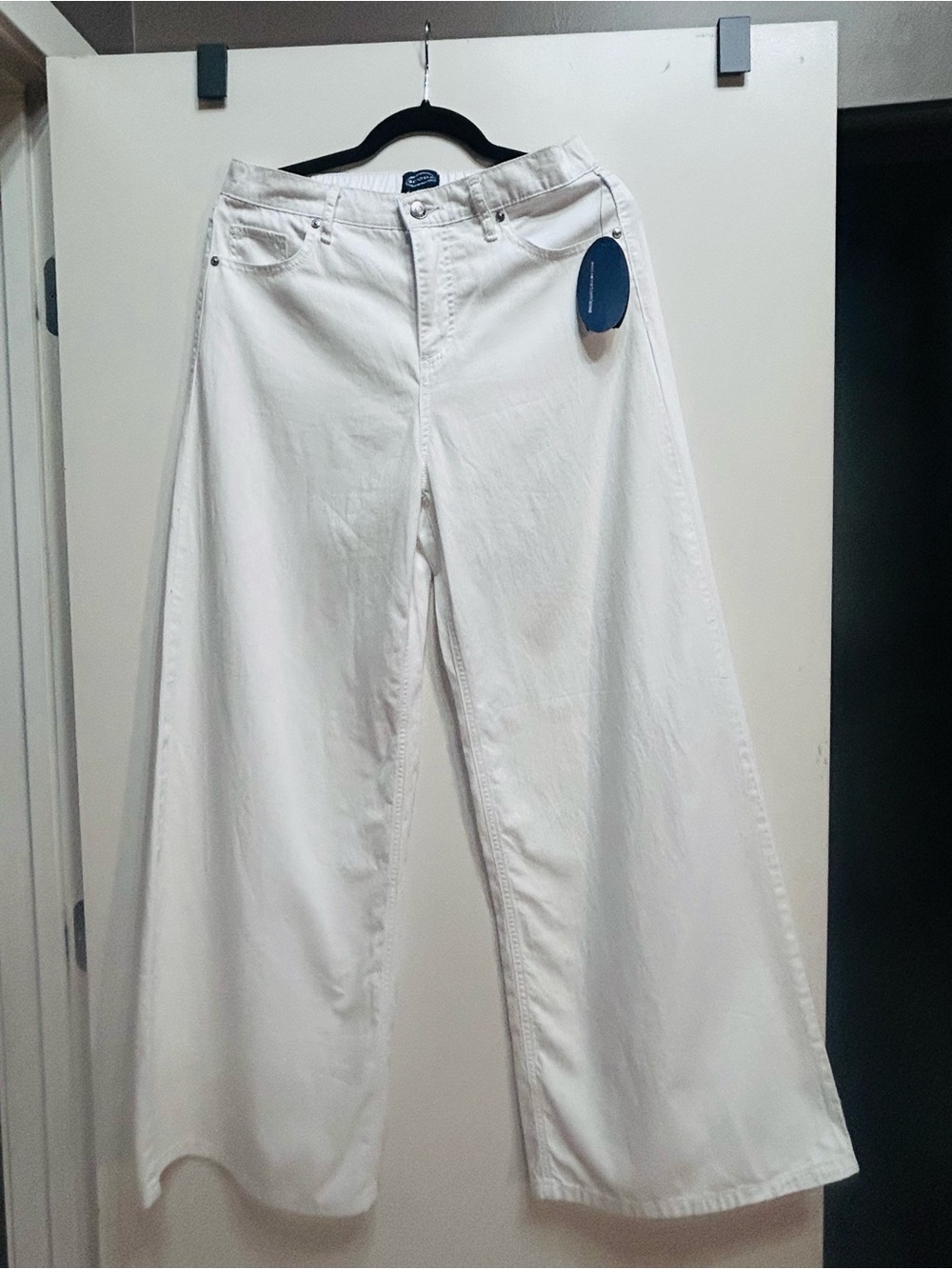 Wide Leg White Jeans by --
